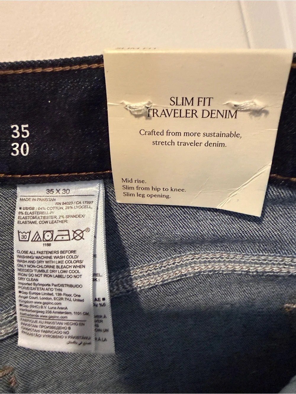 Banana Republic Men’s Slim Fit Traveler Denim Dark Indigo 35x30